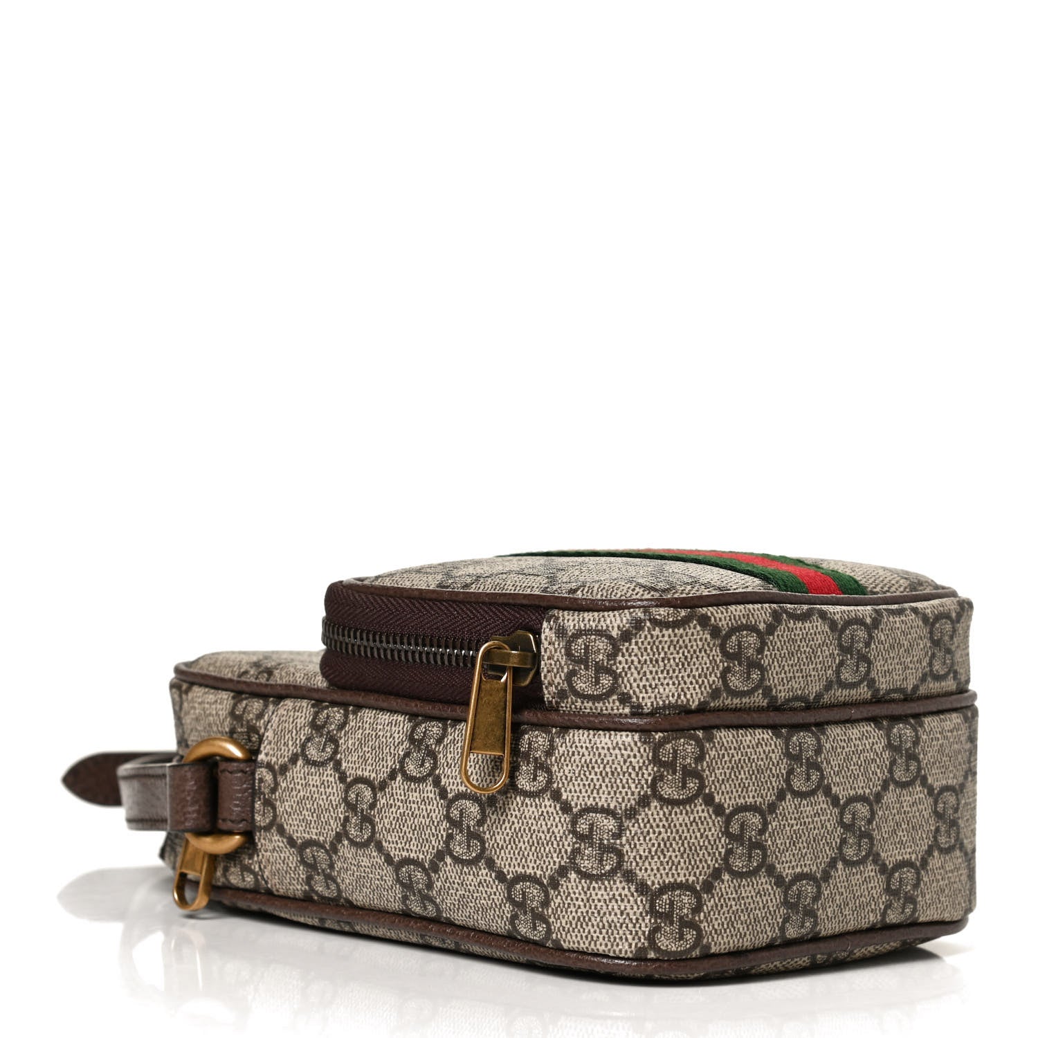 Gucci GG Supreme Monogram Web Mini Ophidia Double Zip Messenger Bag Beige New Acero 4 of 11