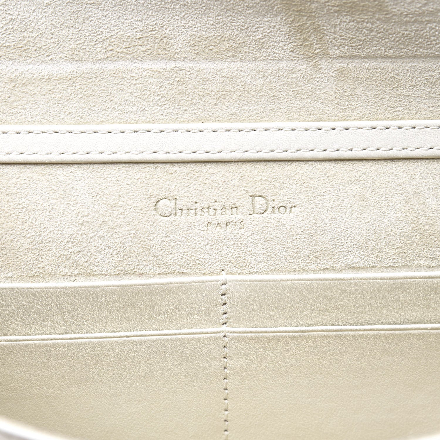 Christian Dior Calfskin Studded Diorama Wallet on Chain Pouch Off White 5 of 13