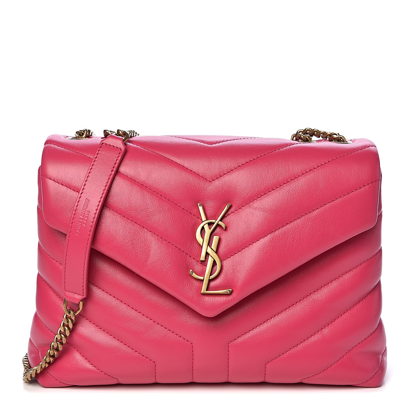Calfskin Y Quilted Monogram Small Loulou Chain Satchel Fresh Fuchsia