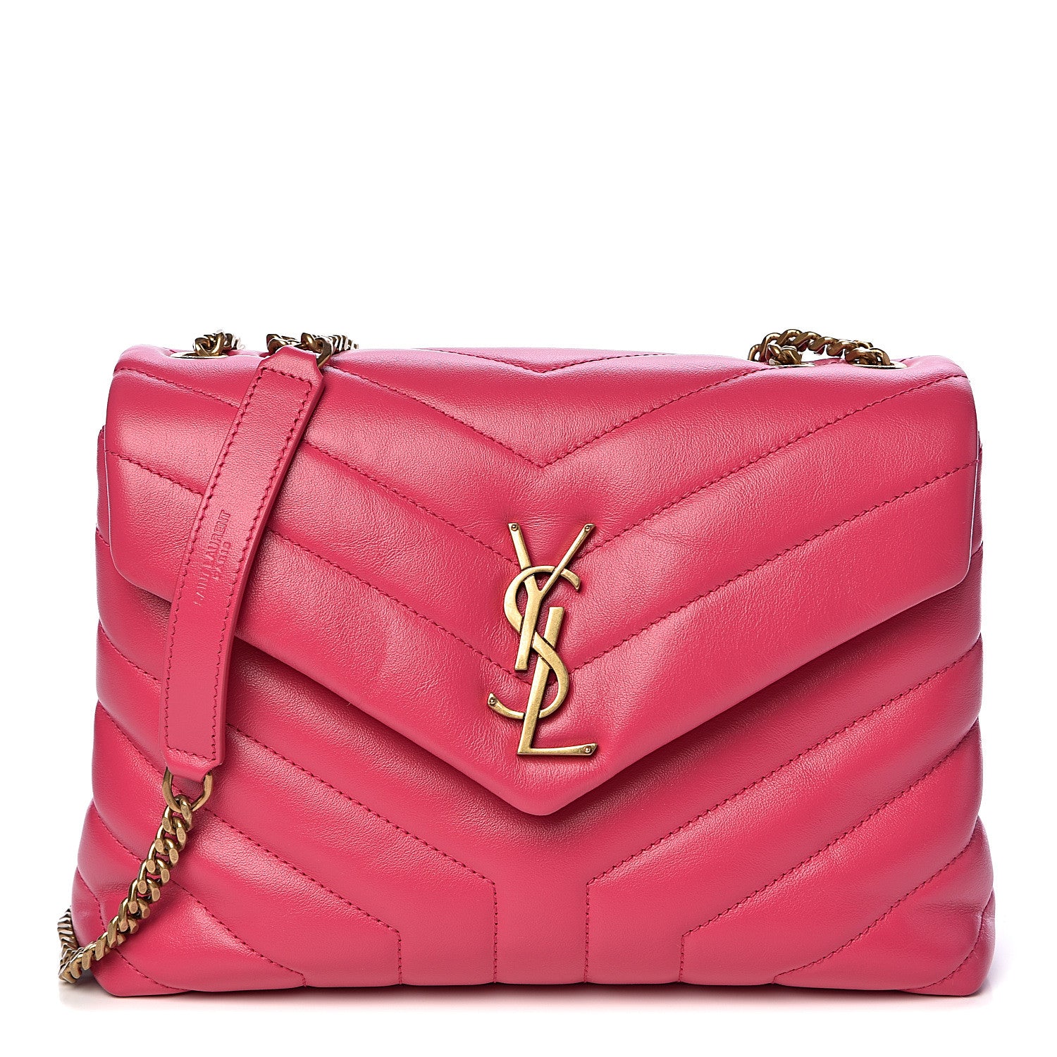 Saint Laurent Calfskin Y Quilted Monogram Small Loulou Chain Satchel Fresh Fuchsia 1 of 12