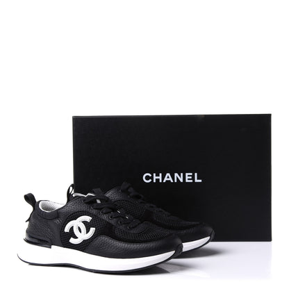 Chanel Calfskin Mesh Lycra Suede Womens Logo Sneakers 36.5 Black 8 of 8