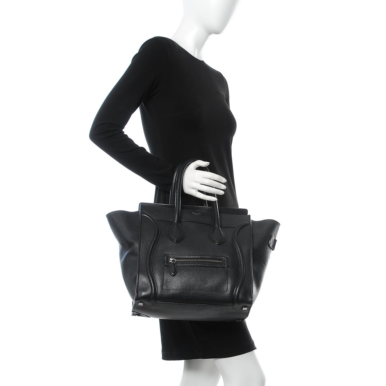 Celine Drummed Calfskin Mini Luggage Black 2 of 13