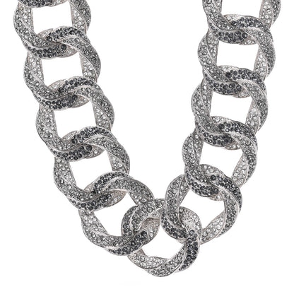 Chanel Crystal CC Chain Link Choker Necklace Silver 1 of 5