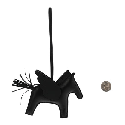 Hermes Milo Lambskin Grigri Rodeo Pegase Horse Bag Charm MM So Black 2 of 4
