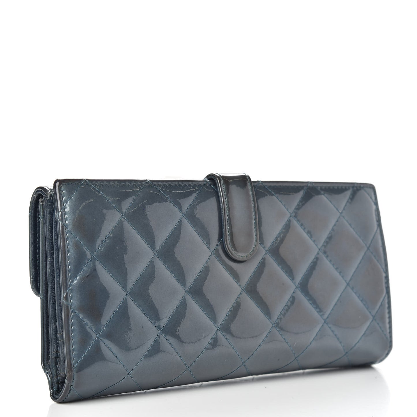 Patent Quilted Brilliant Flap Wallet Royal Blue