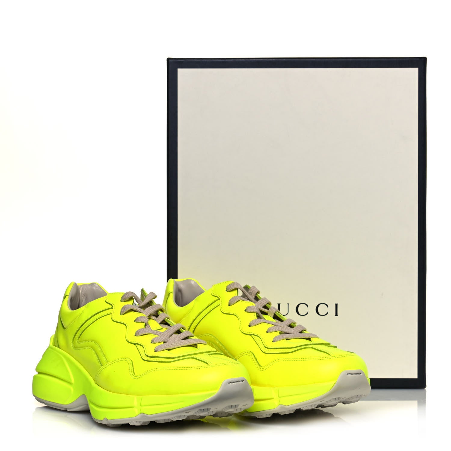 Gucci Calfskin Mens Rhyton Sneakers 10 Fluo Yellow 8 of 8