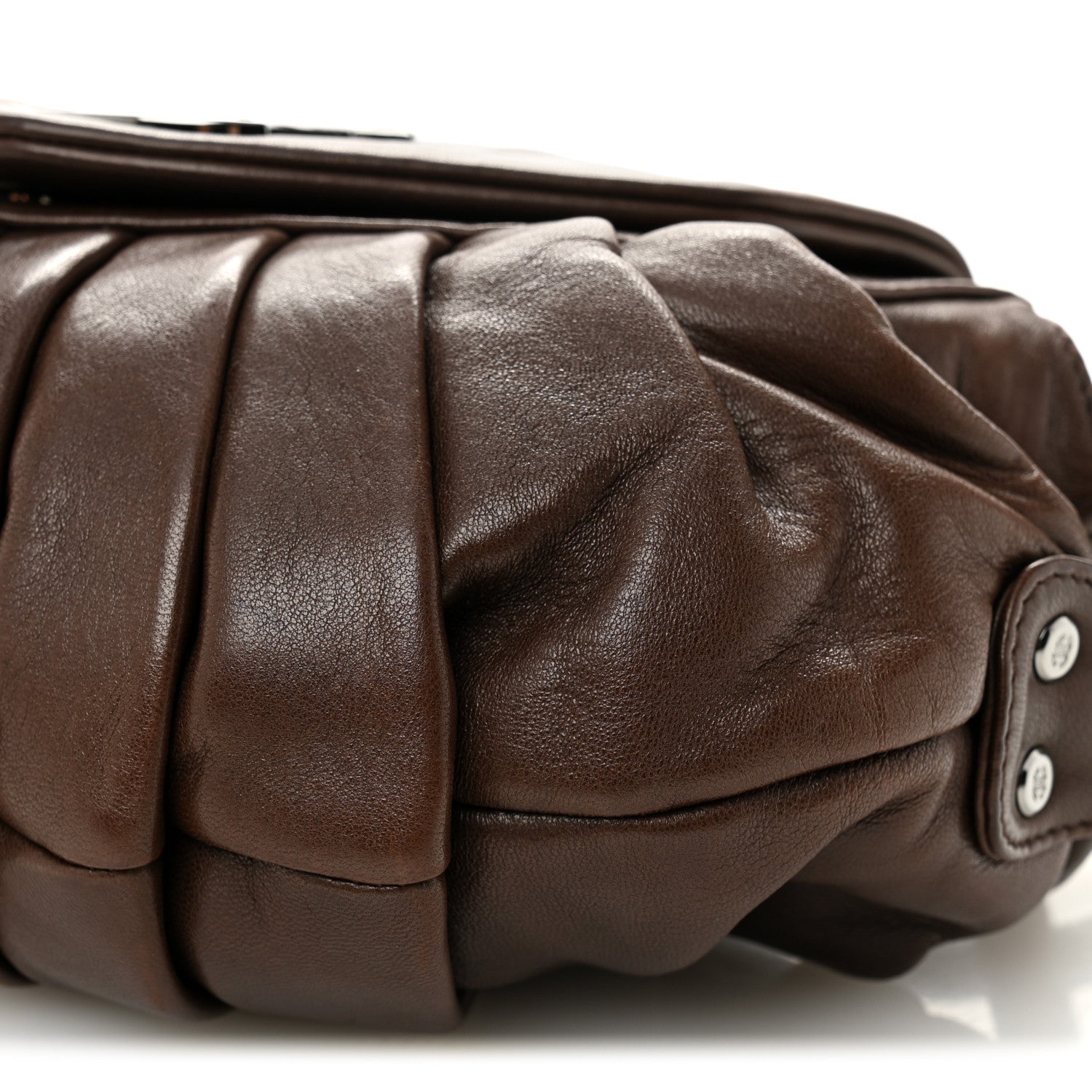 Chanel Lambskin Pleated CC Shoulder Bag Marron Fonce 10 of 10