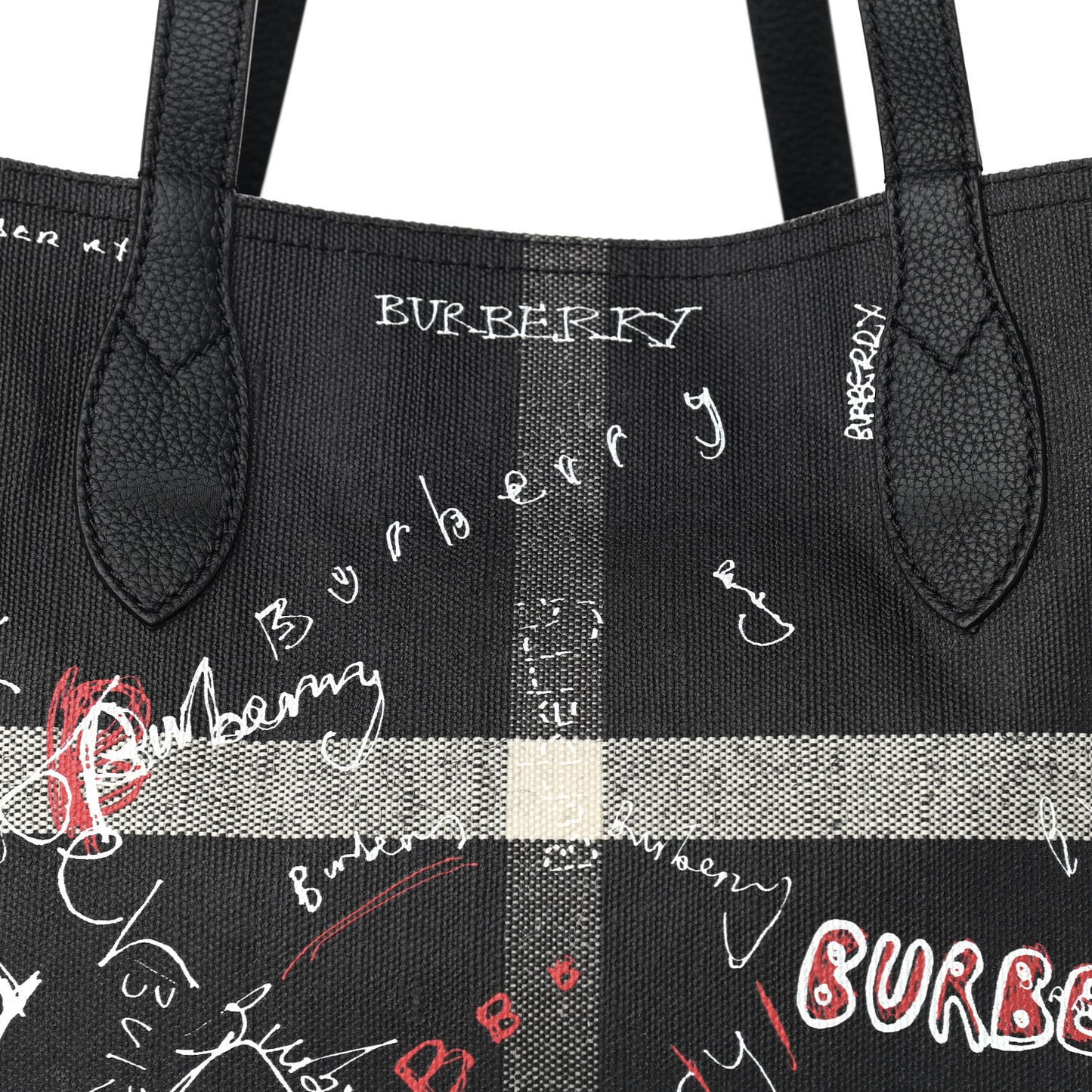 Coated Canvas Mega Check Sketchbook Medium Reversible Doodle Tote Black