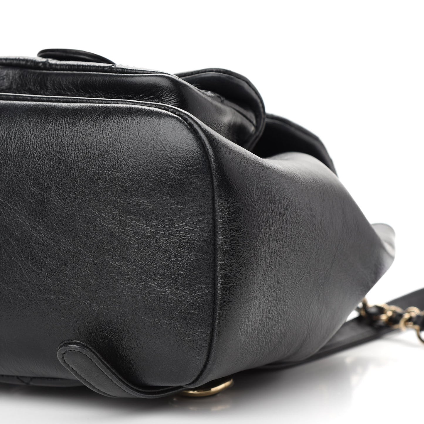 Glazed Aged Calfskin Quilted Small Duma Drawstring Backpack Black
