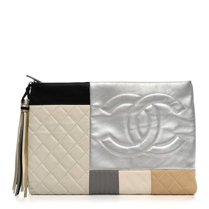 Chanel Lambskin Patchwork Medium Cosmetic Case Multicolor Silver 1 of 7