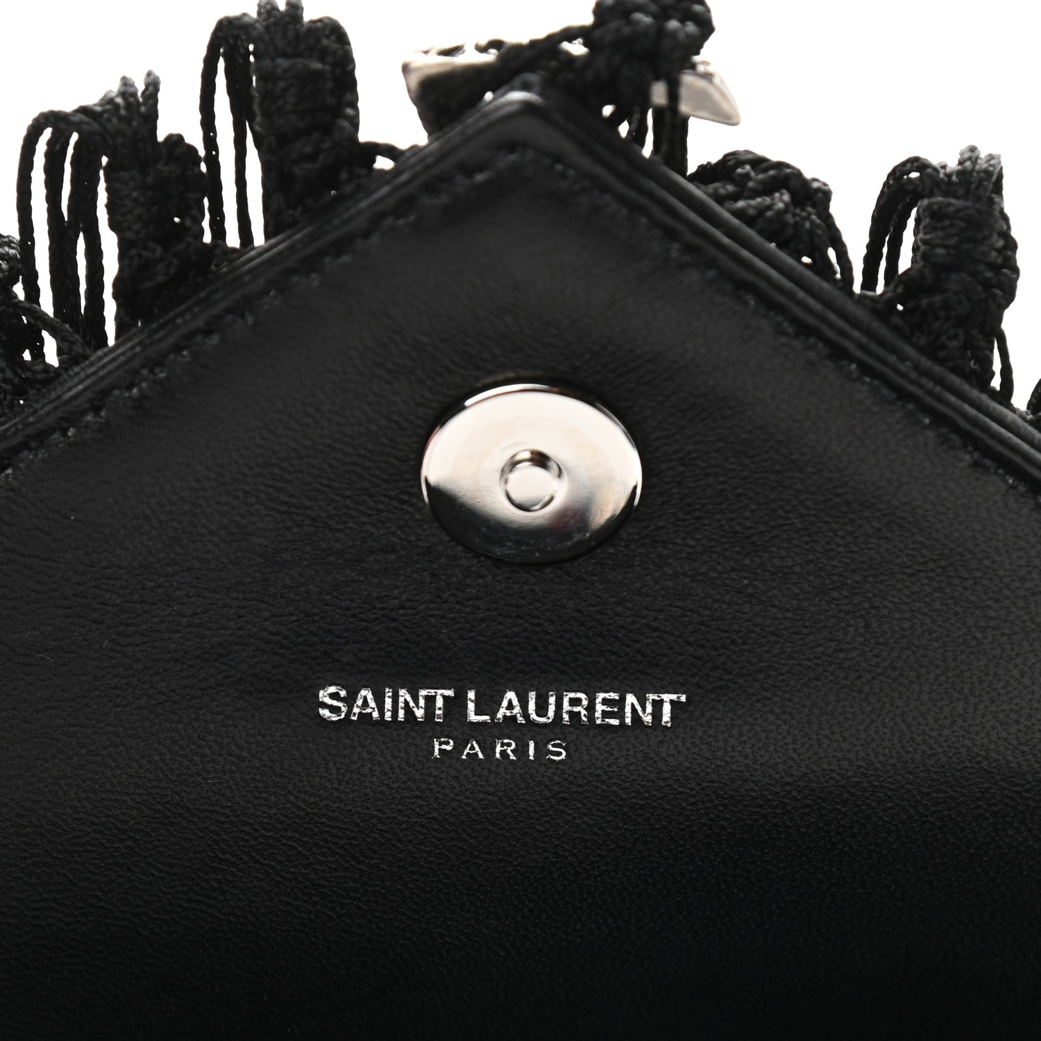 Saint Laurent Calfskin Crochet Baby Monogram Chain Satchel Black 6 of 10