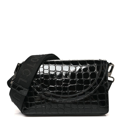 Christian Louboutin Calfskin Embossed Crocodile Loubi54 Explorafunk Crossbody Bag Black 1 of 9