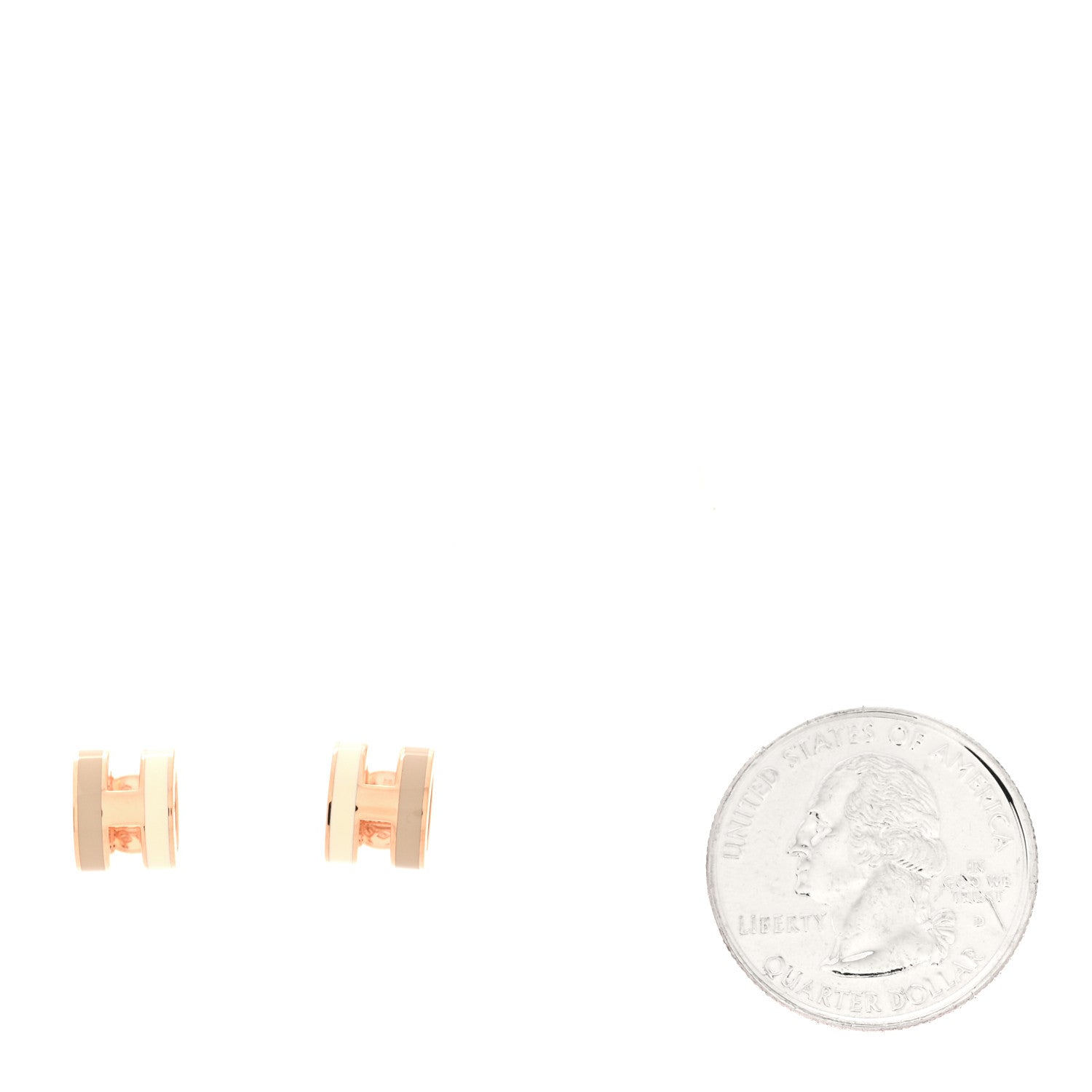 Hermes Rose Gold Lacquered Mini Pop H Rocabar Earrings Systeme 2 of 6