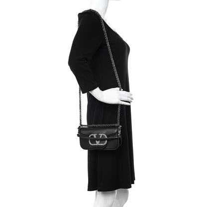 Valentino Garavani Calfskin Crystal Vlogo Small Loco Shoulder Bag Black 3 of 9