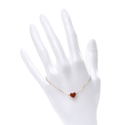 Van Cleef & Arpels 18K Rose Gold Carnelian Sweet Alhambra Heart Bracelet 2 of 7
