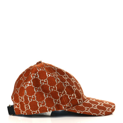 Gucci Canvas Lame GG Monogram Rush Baseball Hat S Burnt Orange Silver 5 of 9