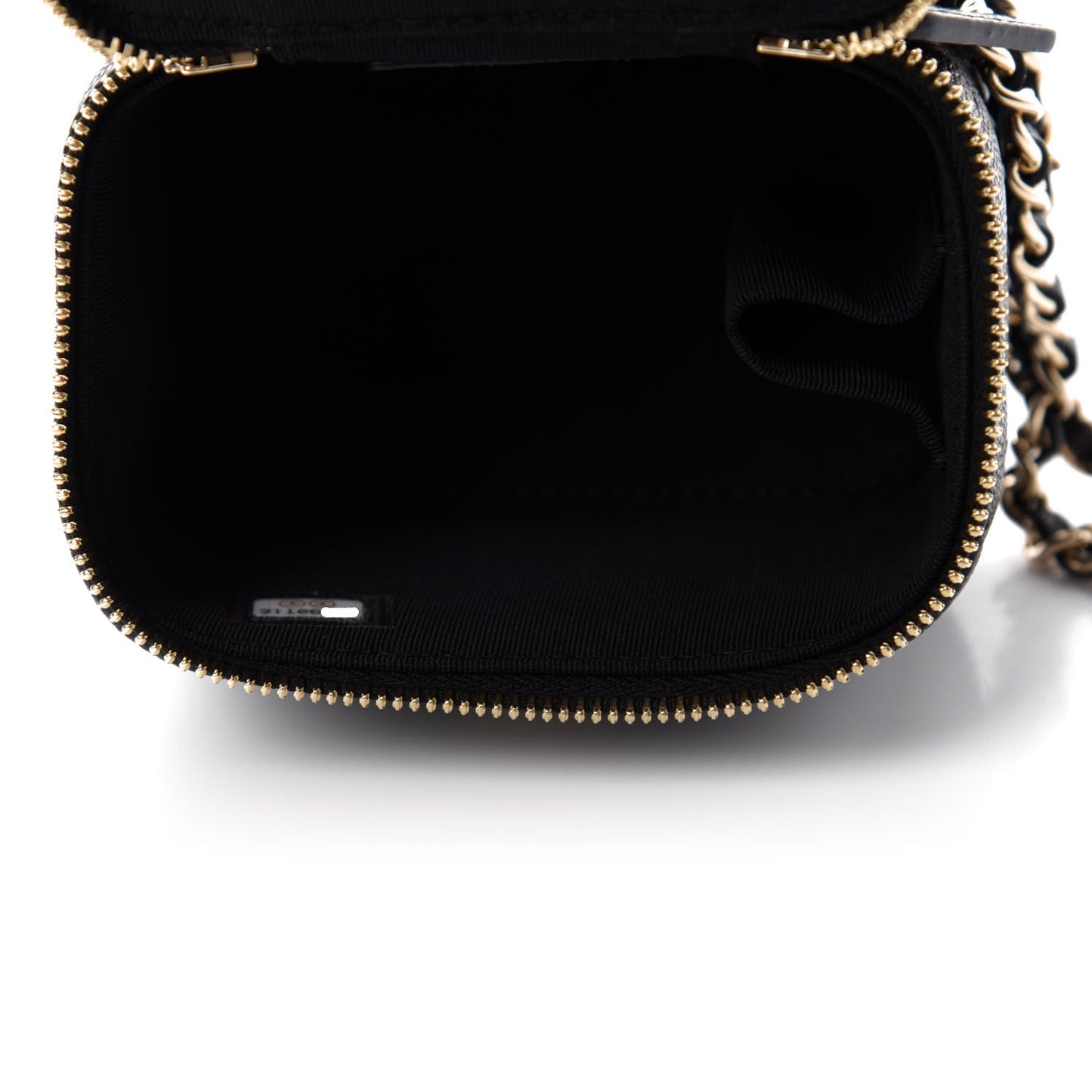 Caviar Quilted Mini Pearl On Top Vanity Case With Chain Black