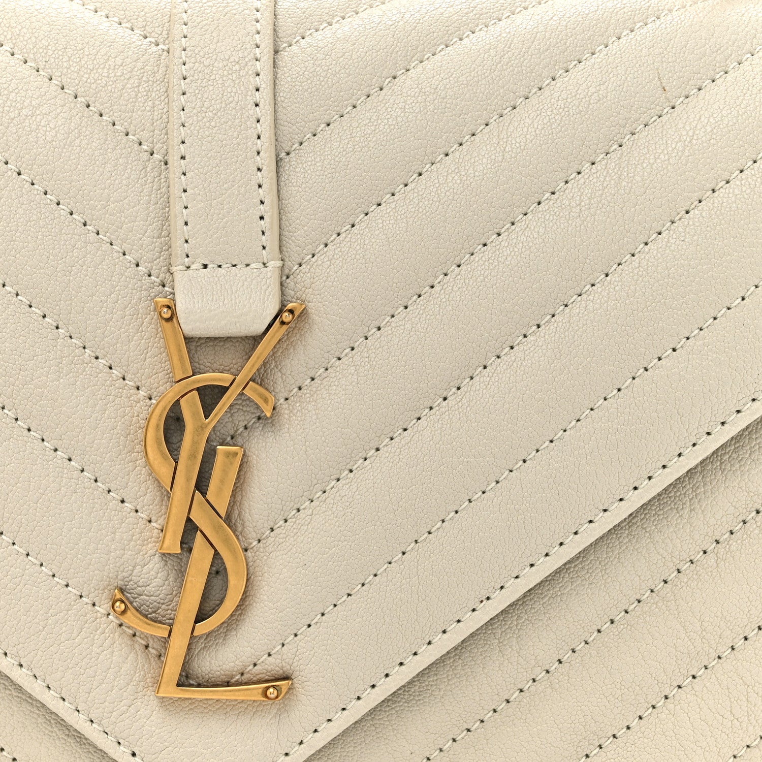 Saint Laurent Sheepskin Matelasse Chevron Monogram Medium College Bag Crema Soft 8 of 10