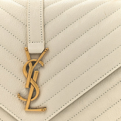 Saint Laurent Sheepskin Matelasse Chevron Monogram Medium College Bag Crema Soft 8 of 10