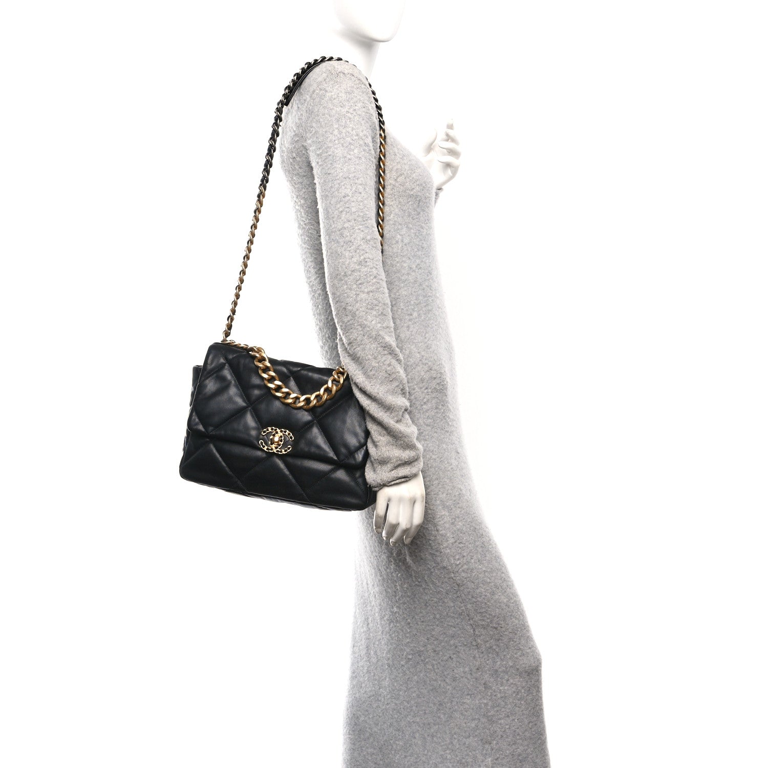Chanel Goatskin Quilted Large Chanel 19 Flap Black 2 of 10