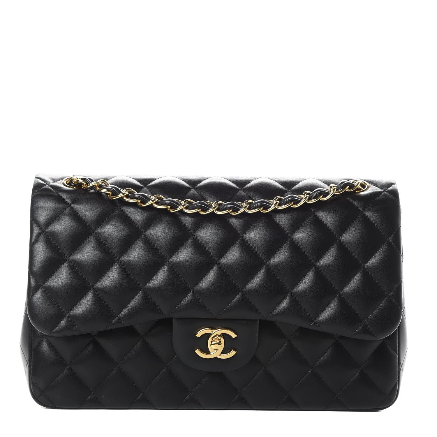 Chanel Lambskin Quilted Jumbo Double Flap Black 1 of 14