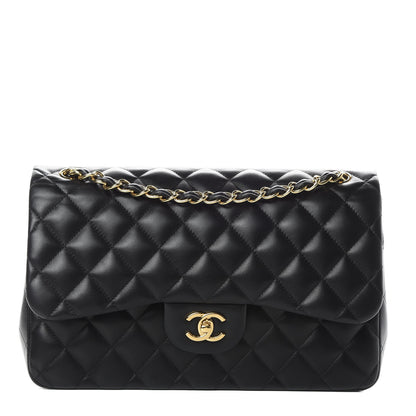 Chanel Lambskin Quilted Jumbo Double Flap Black 1 of 14