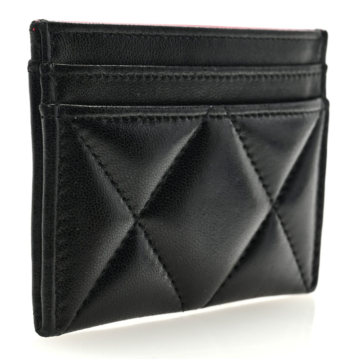 Lambskin Quilted Chanel 19 Card Holder Black