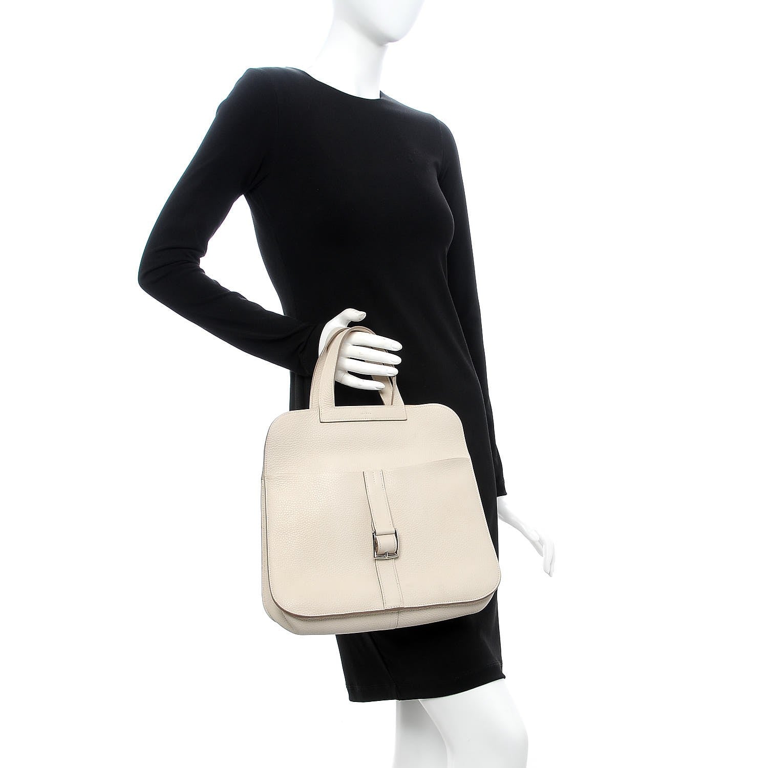 Hermes Taurillon Clemence Halzan 31 GM Craie 2 of 13