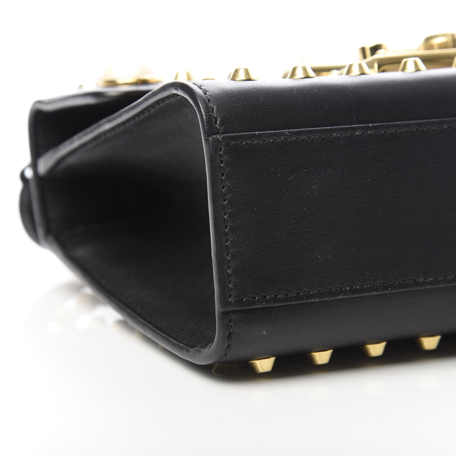 Gucci Calfskin Studded Small Padlock Shoulder Bag Black 9 of 13