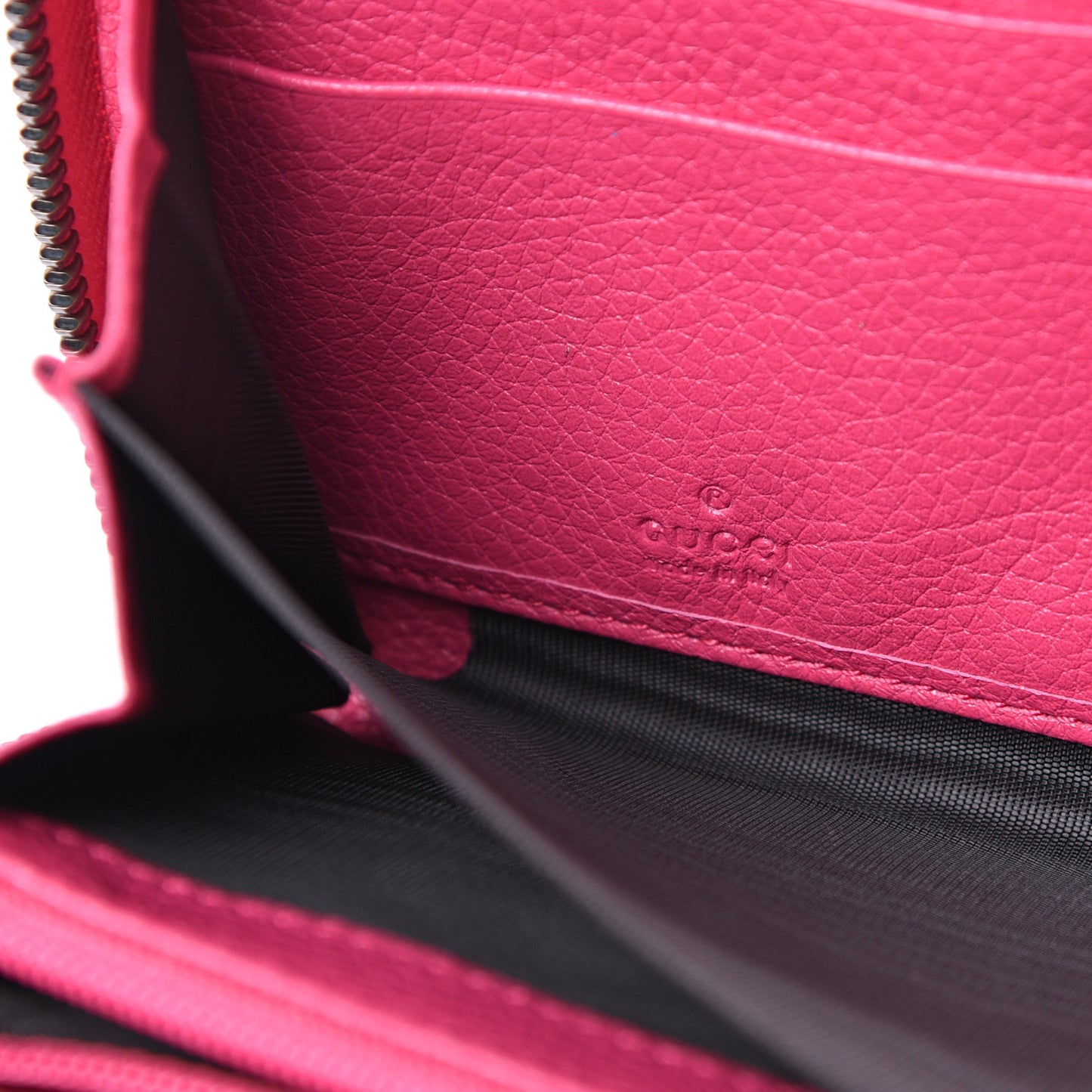 Grained Calfskin Logo Zip Around Wallet Box Pink Green