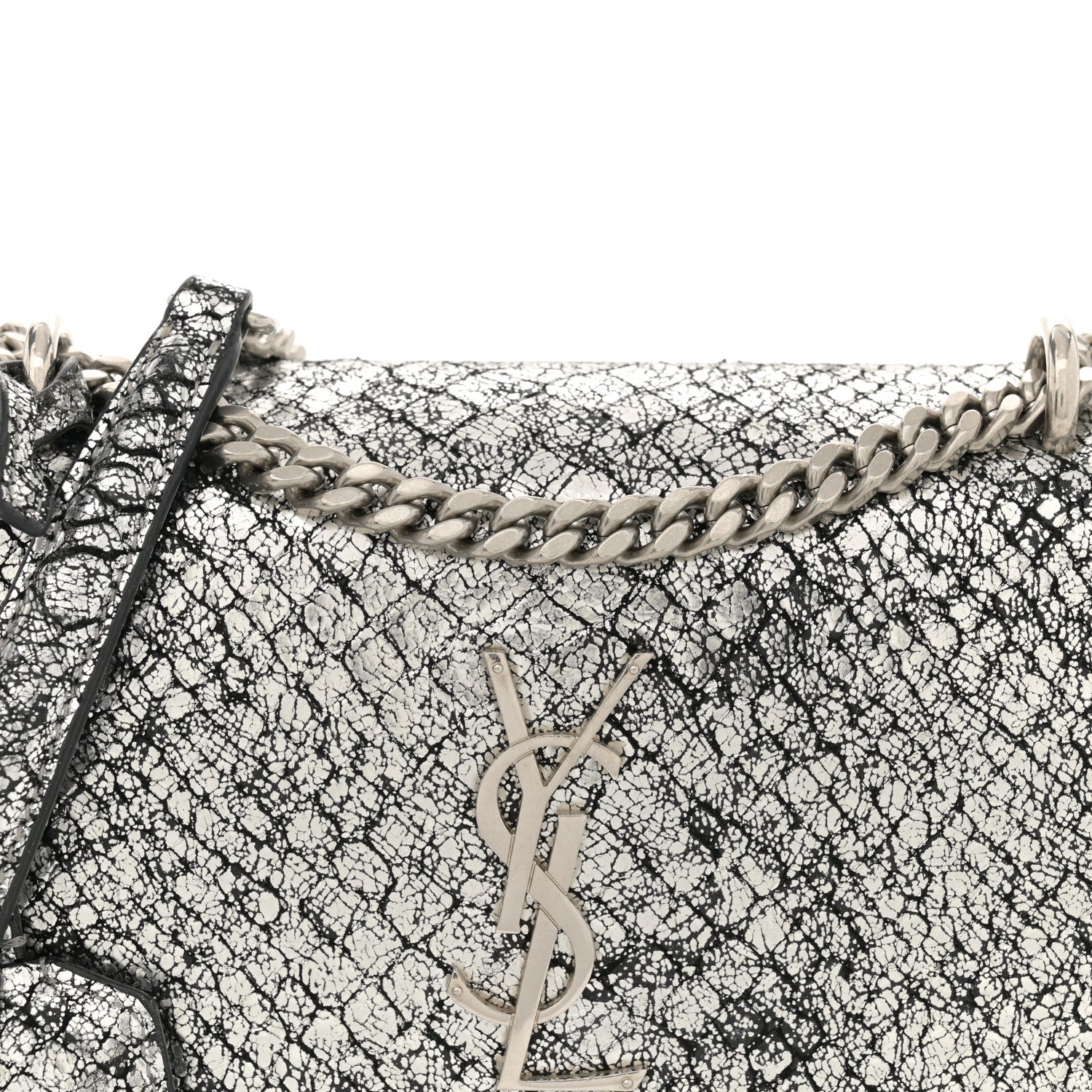 Saint Laurent Calfskin Snakeskin Small Monogram Sunset Silver 8 of 14