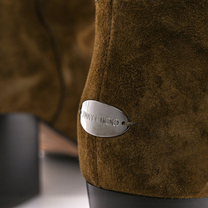 Jimmy Choo Suede Mayfair 65 Boots 36.5 Olive 5 of 9