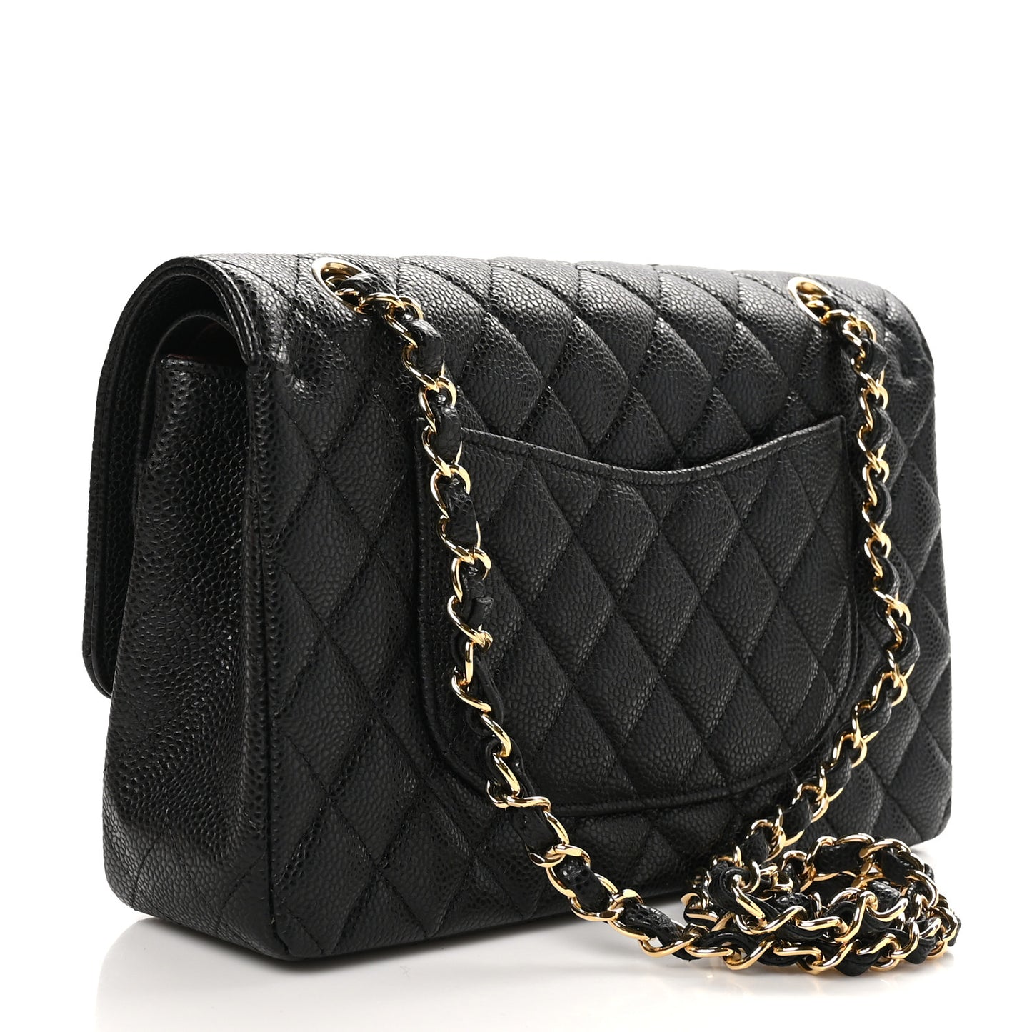 Caviar Quilted Medium Double Flap Black
