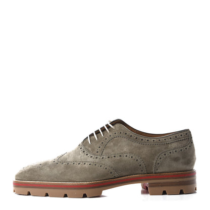 Christian Louboutin Veau Velours Mens Charlie Me Flat Oxfords 41 Poivre Vert 1 of 9