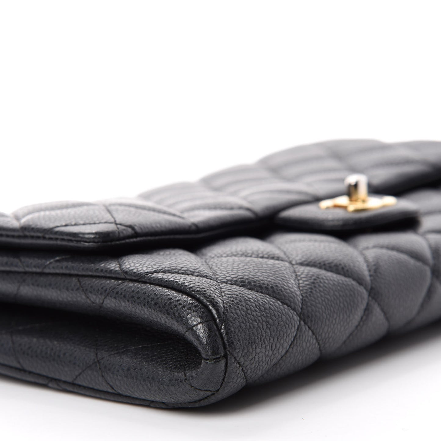 Caviar Quilted Clutch With Chain Flap Black