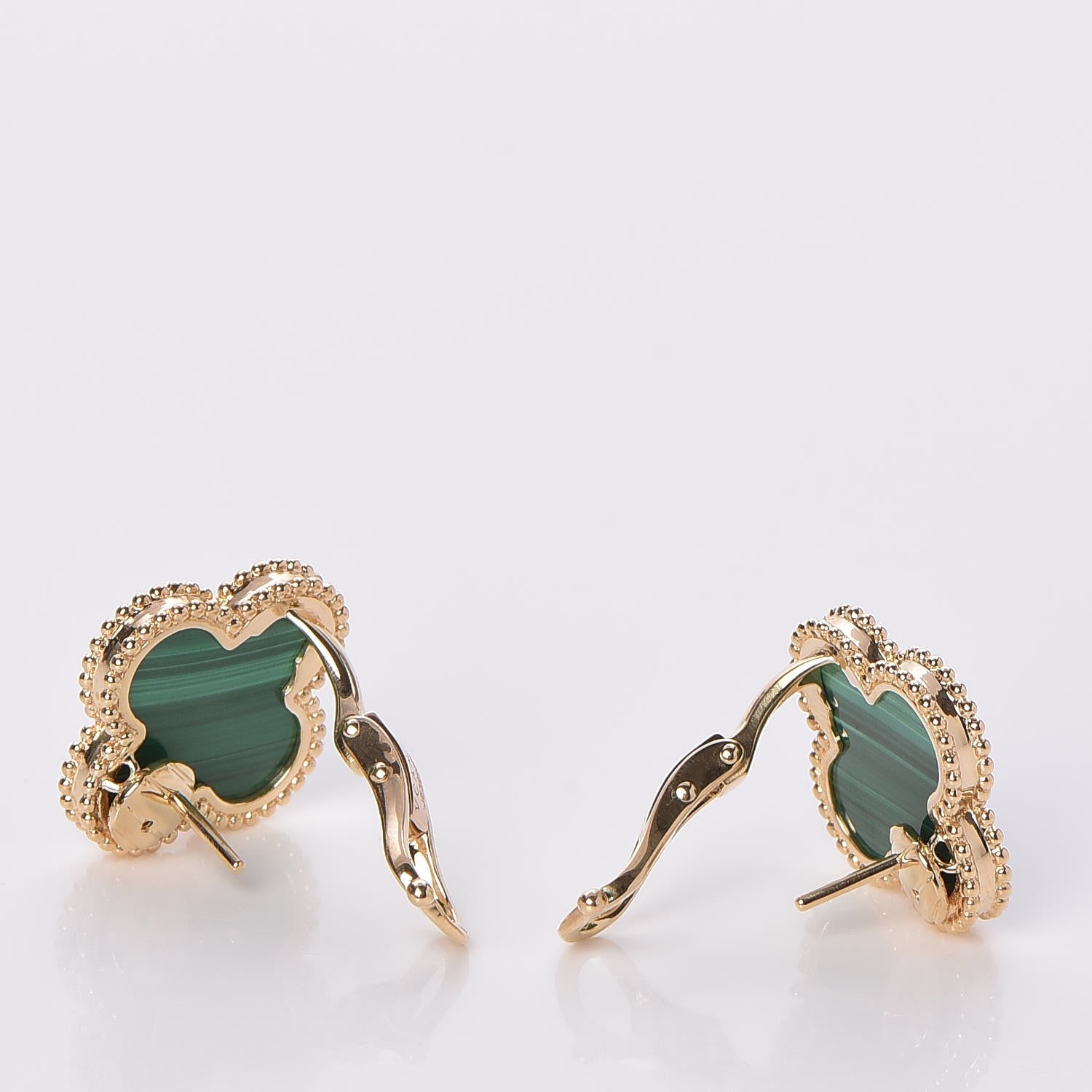 Van Cleef & Arpels 18K Yellow Gold Malachite Magic Alhambra Earrings 3 of 5