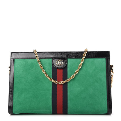 Gucci Suede Patent Web Medium Ophidia Chain Shoulder Bag New Shamarock Black 1 of 10