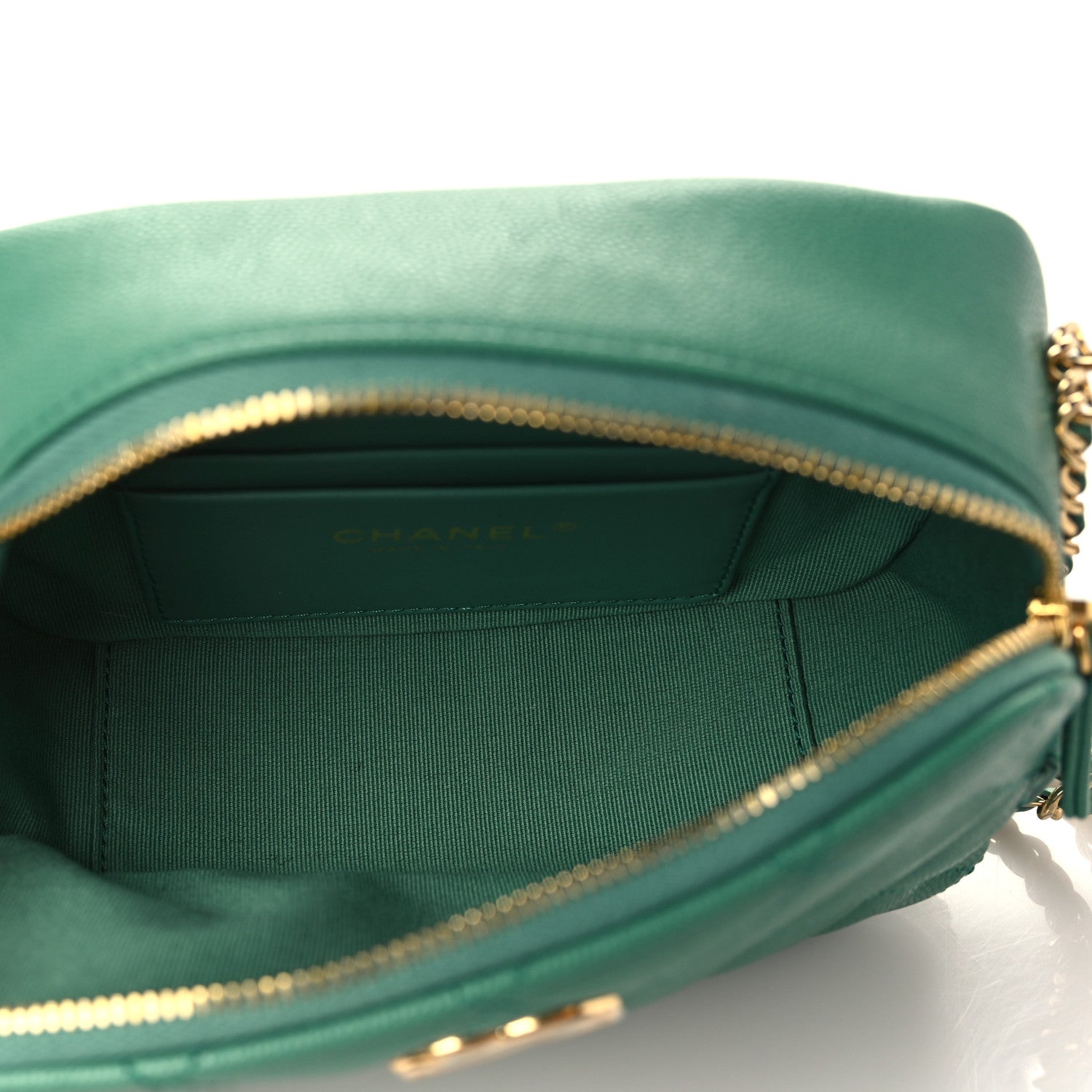 Chanel Caviar Quilted Mini CC You Camera Case Dark Green 4 of 8