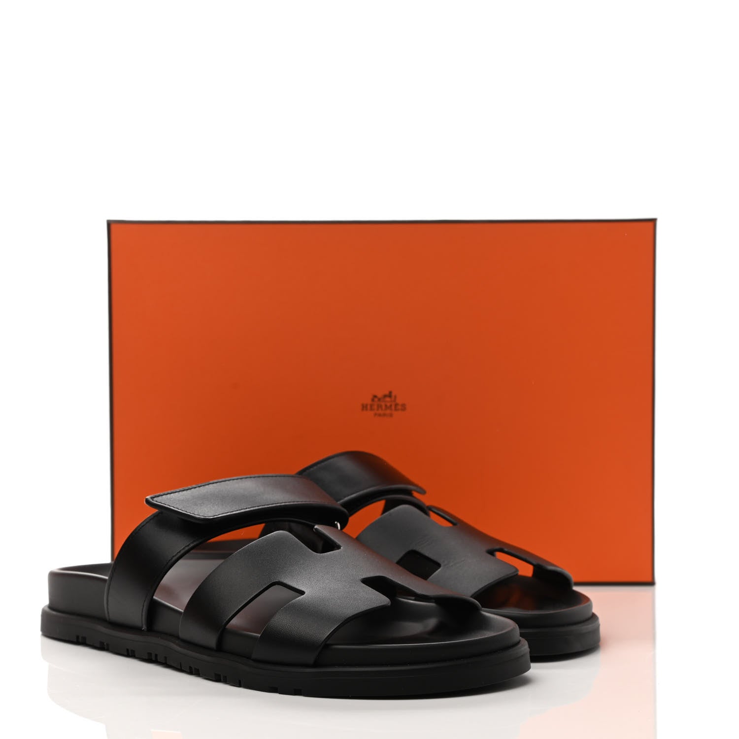 Hermes Calfskin Womens Chypre Sandals 39 Black 9 of 9