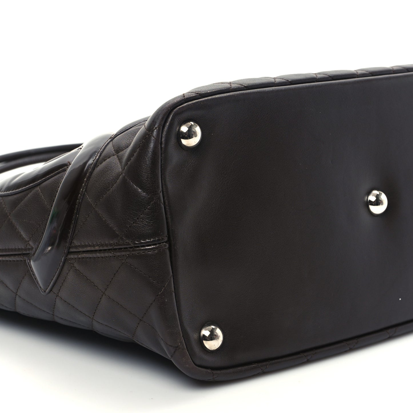 Calfskin Quilted Large Cambon Tote Brown