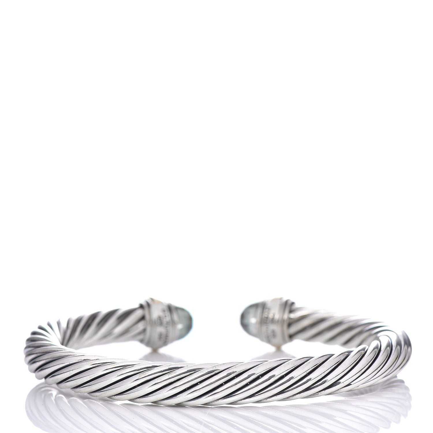 David Yurman Sterling Silver 14K Yellow Gold Prasiolite 7mm Cable Classics Bracelet 3 of 5