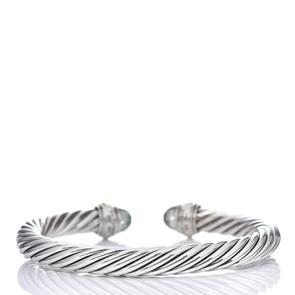 David Yurman Sterling Silver 14K Yellow Gold Prasiolite 7mm Cable Classics Bracelet 3 of 5