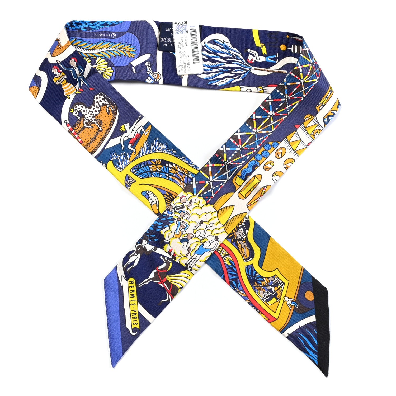 Hermes Silk Exposition Universelle Twilly Bleu Jaune Vif Rouge 1 of 3