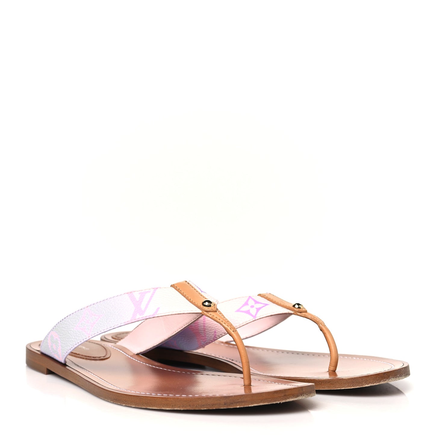 Monogram Sunny Flat Thong Sandals 40 Rose Clair Pink