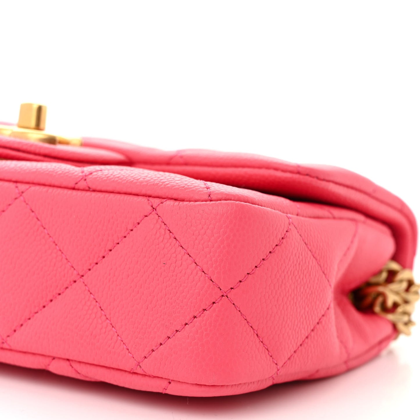 Caviar Quilted Sweetheart Mini Rectangular Flap Pink