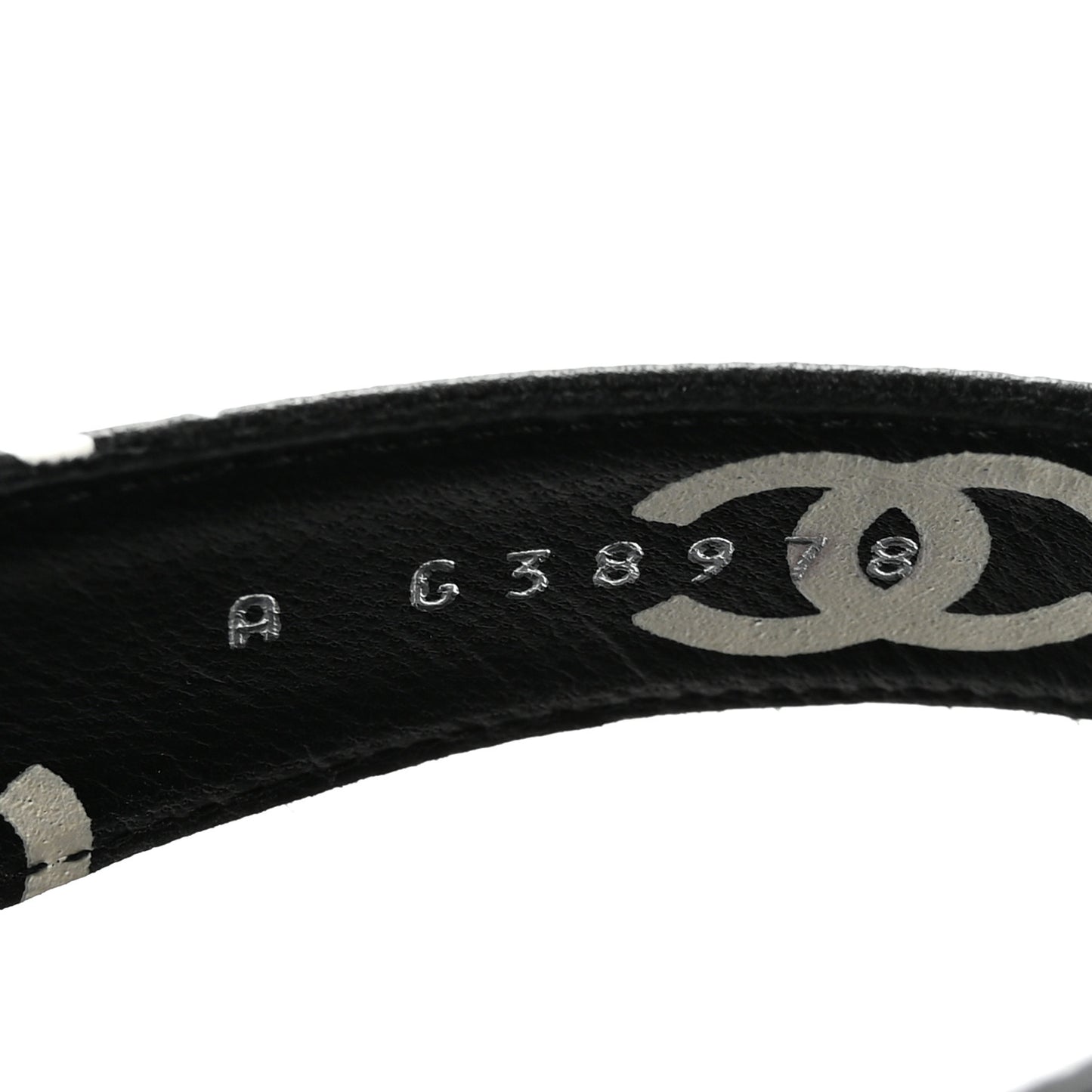 Lambskin Printed CC Thong Sandals 38.5 Black White