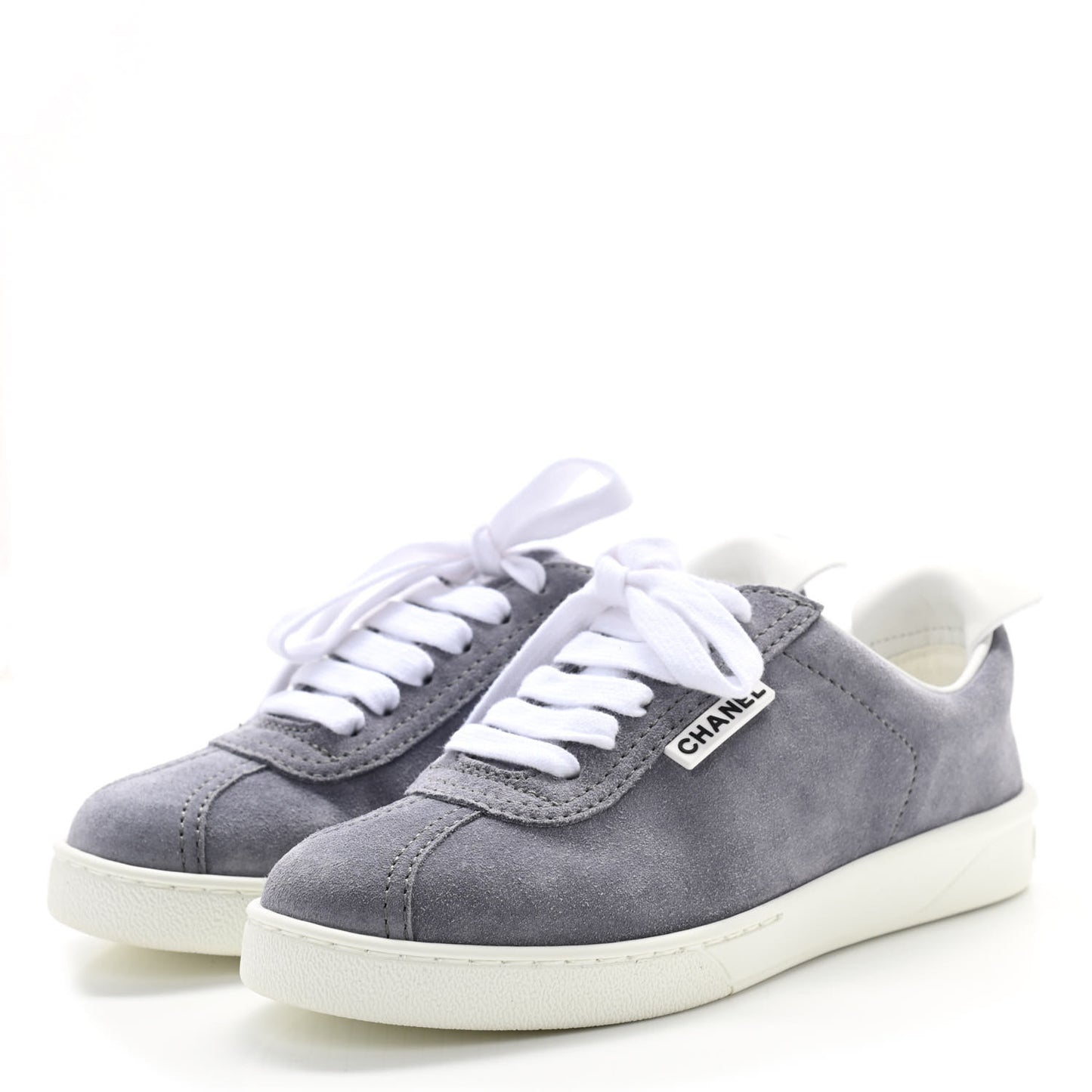 Suede Calfskin Womens Sneakers 35 Dark Gray