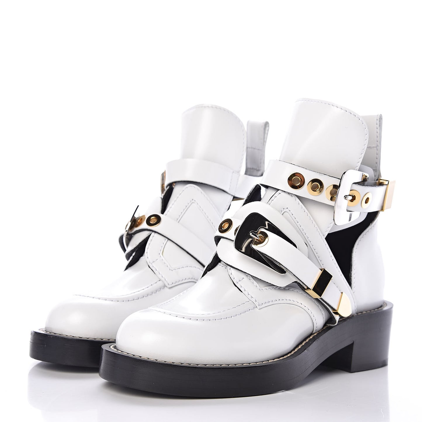 Brushed Calfskin Ceinture Ankle Boots 35 White