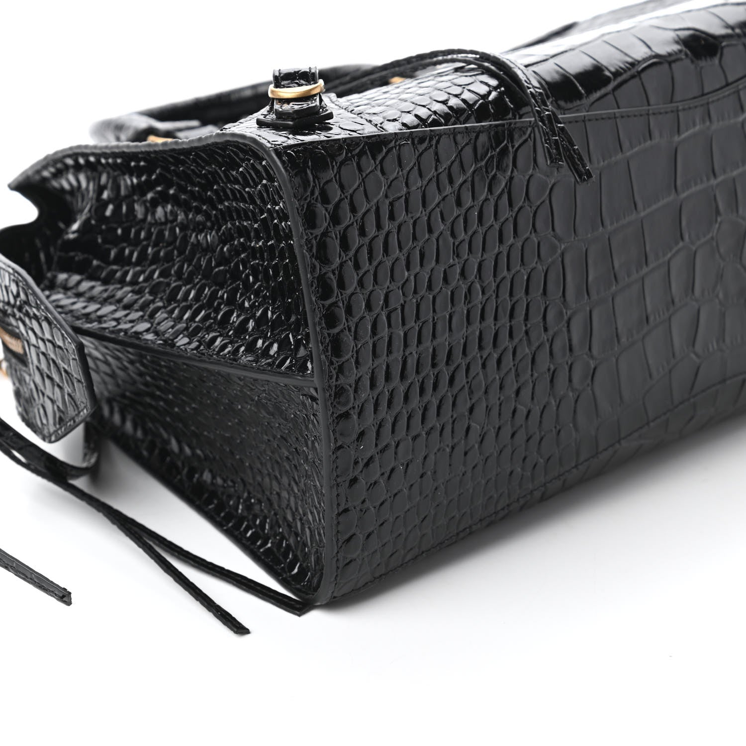 Balenciaga Shiny Supple Calfskin Crocodile Embossed Brass Hardware Neo Classic City Black 6 of 9