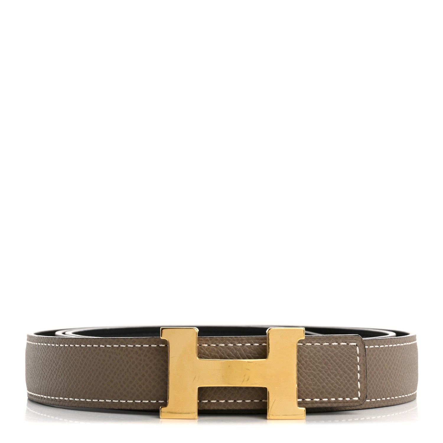 Hermes Swift Epsom 24mm Mini Constance H Belt 100 40 Black Etoupe 1 of 7